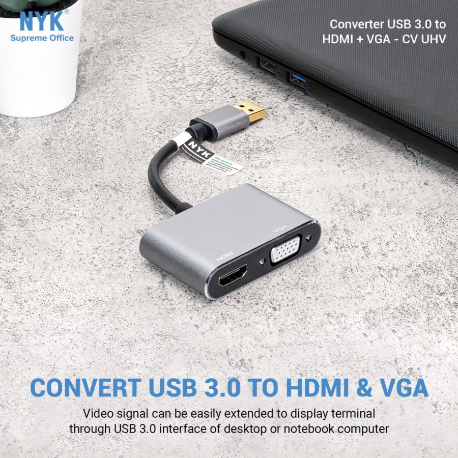 Kabel Converter USB 3.0 To VGA HDMI 1080p 2in1 proyektor tv 2 in 1