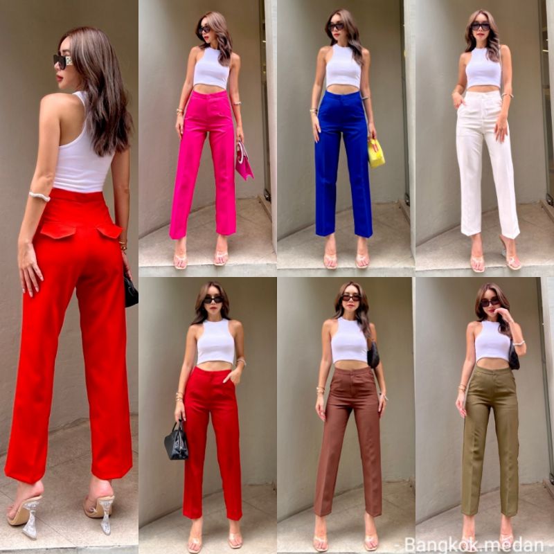 (LABEL BANGKOK MEDAN)READY CELANA LUKA 7/9 PROMTHONG HW IMPORT BANGKOK FASHION PANTS WANITA TERMURAH