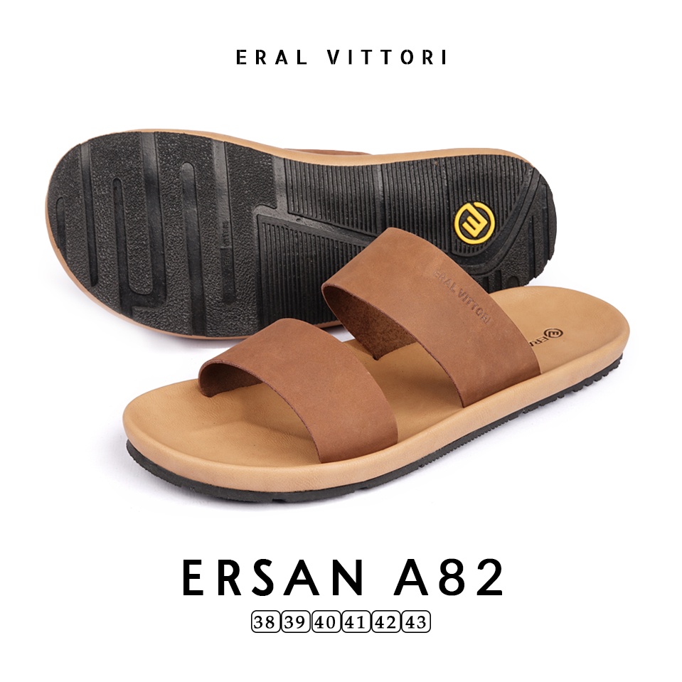 Eral Vittori - Ersan A82 Sandal Pria Kulit Harian Santai Tan