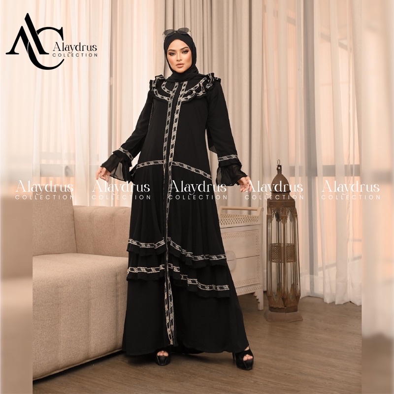 Abaya Turkey Gamis Hitam Arab Saudi Bahan Jetblack Kombinasi Renda Abaya Turkey Umroh Dubai 892