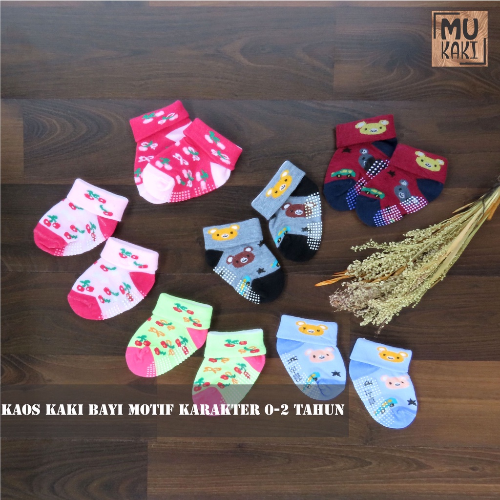 Paket Kaos Kaki Bayi Boneka Motif Karakter Mix 12pcs Mukaki