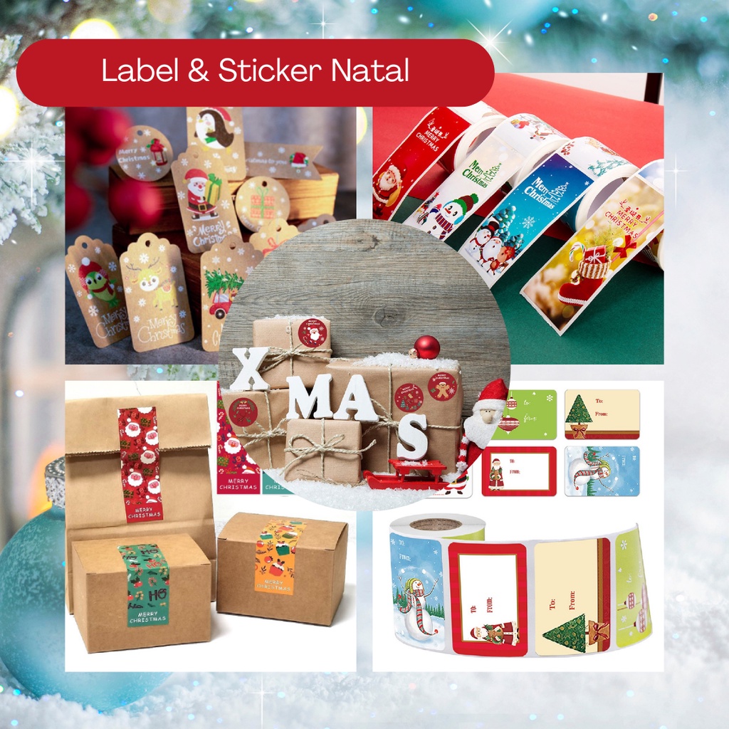 

READY - LABEL Tag Sticker Segel Kraft Dekorasi Hampers Ucapan Hadiah Natal Christmas