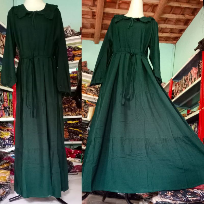 GAMIS SUSUN RAYON POLOS TERMURAH BUSUI || GAMIS KERAH RUFFLE SYARI RAYON PREMIUM TWILL BUSUI | GAMIS HOMEY DRESS KERAH