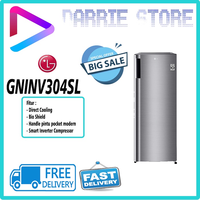 LG GNINV304SL Freezer Standing 171L 6 Rak Freezer LG GN-INV304SL