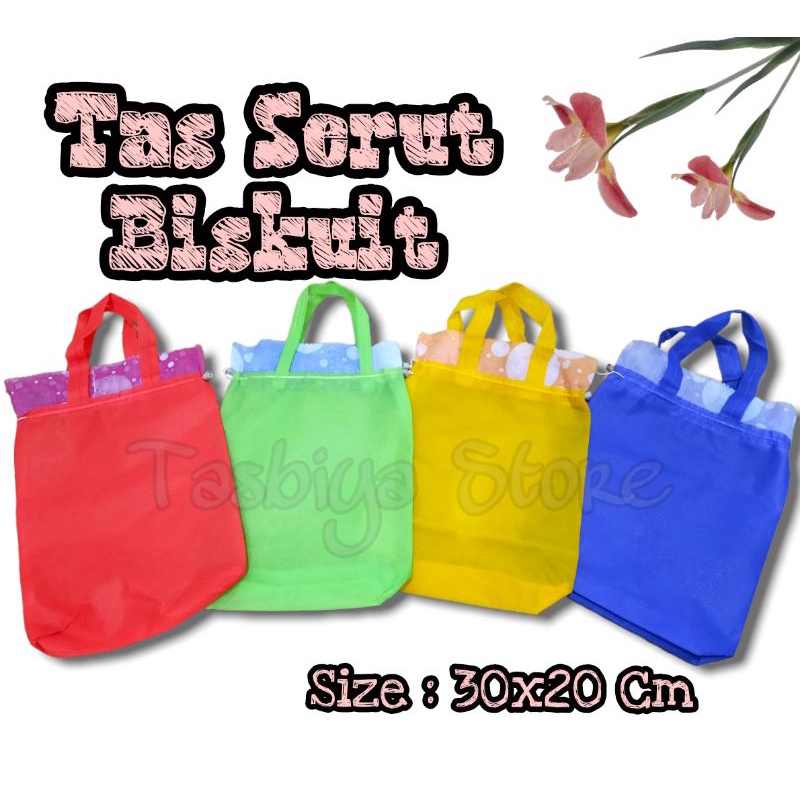 READY SIAP KIRIM  Tas serut spunbond untuk tempat biskuit, tas hajatan murah, tas souvenir ukuran 30
