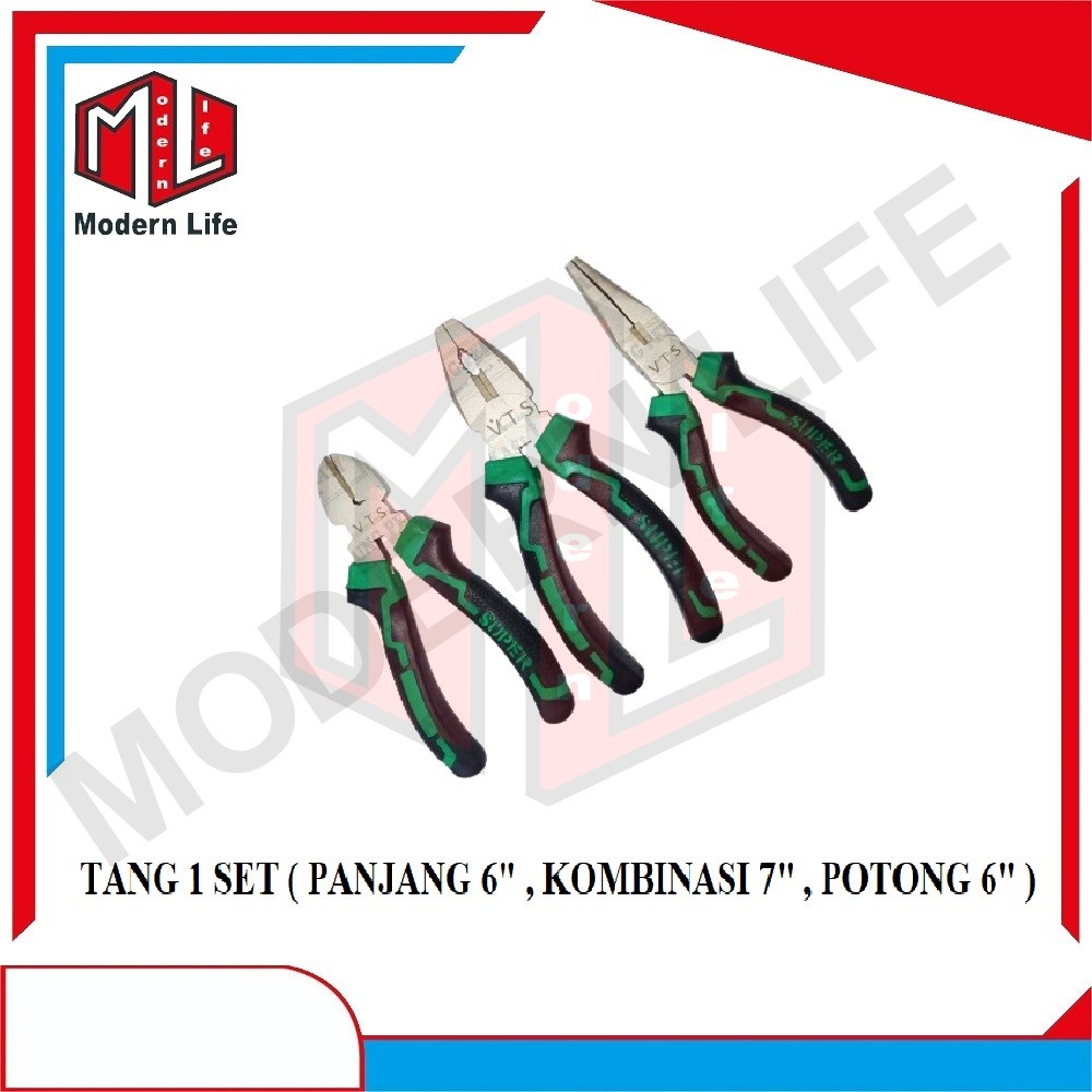 VTS Tang 1 SET ( Isi 3pc ) Tang Kombinasi / Tang Lancip / Tang Potong