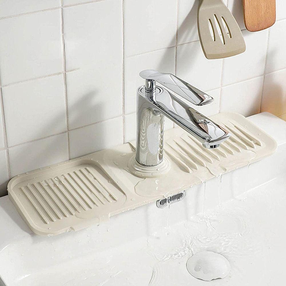 Solighter Faucet Splash Pad Tahan Lama Di Belakang Sink Splash Guard Self Draining Pad Dapur