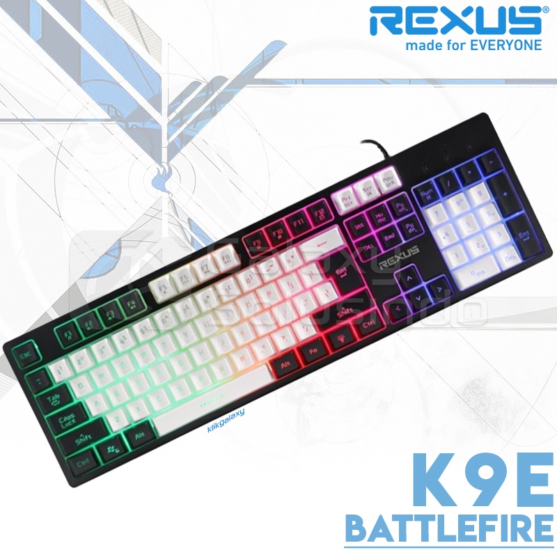 Rexus BATTLEFIRE K9E Licorice Black Gaming Keyboard - White Black