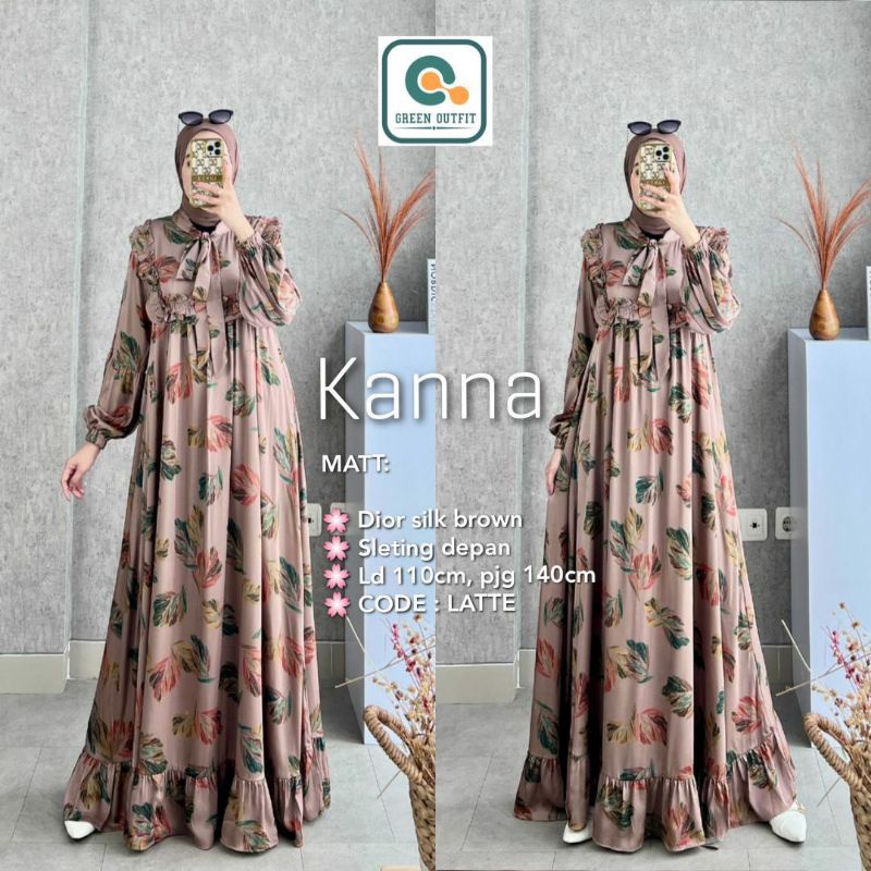 Dress Wanita KANNA/Bahan dior silk brown, busui, zipper didepan