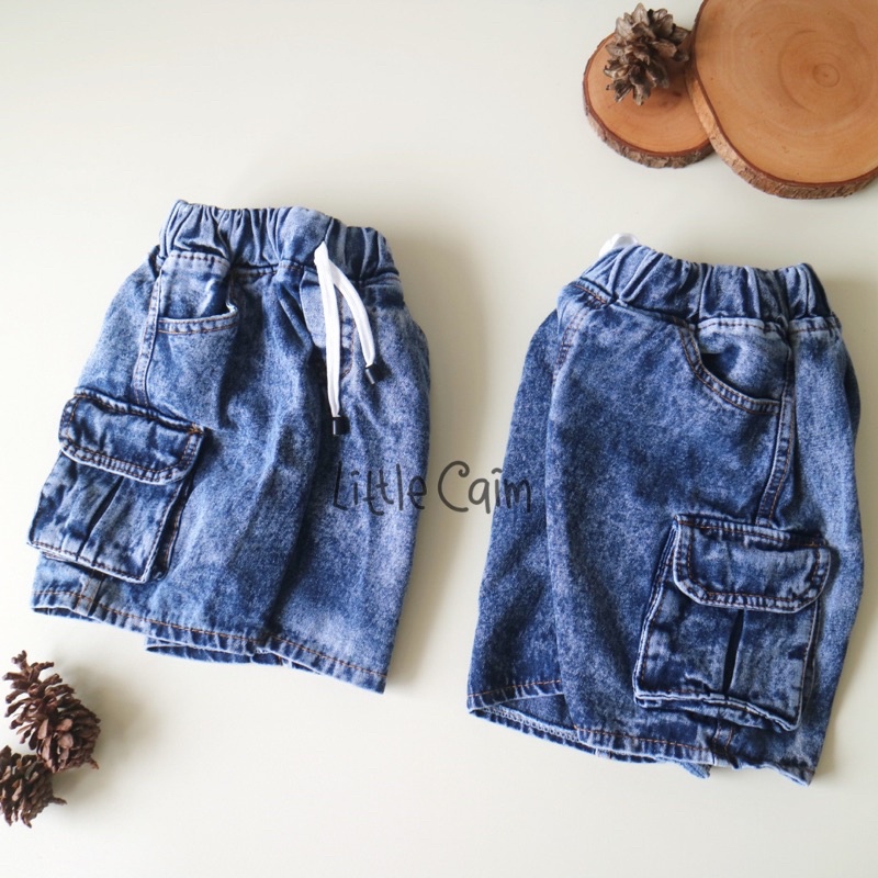 LITTLECAIM - CARGO SHORT PANTS  | cargo jeans( hanya celana saja )