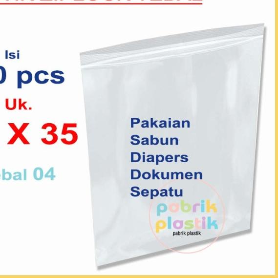 

PLASTIK ZIPLOCK 25 X 35 TEBAL 04 UNTUK KAOS,HEM CELANA JKT