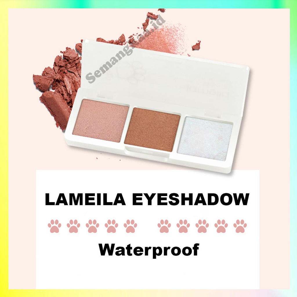 LAMEILA Make Up Cat Eyeshadow Palatte 3 Warna Kombinasi Glitter Waterproof LA126