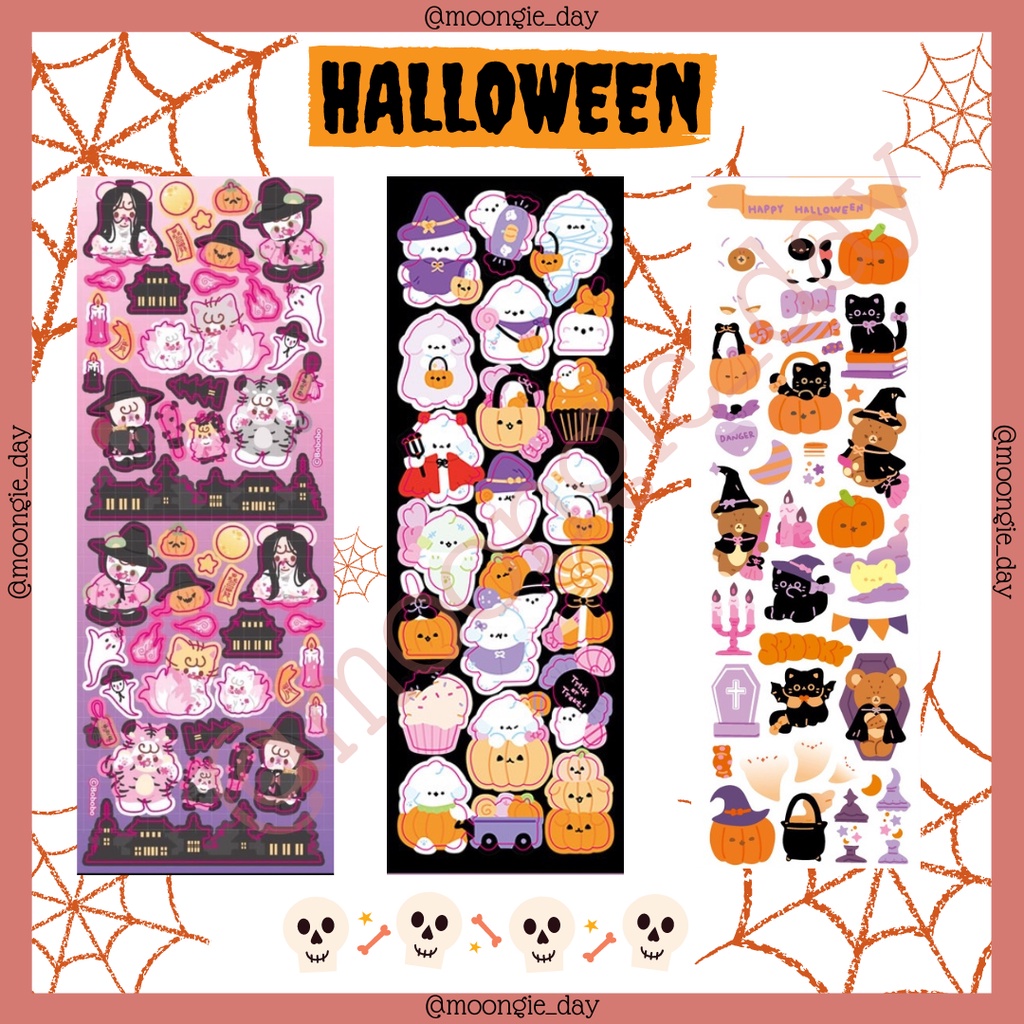 

1 LEMBAR STICKERS TEMA HALLOWEEN SCARY PUMPKIN CUTE GHOST HANTU BULLET JURNAL DIY DIARY LUCU MURAH POLAROID DECO