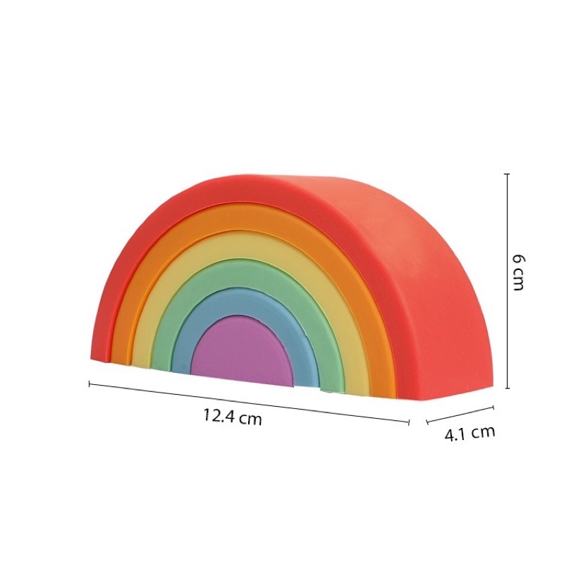 Rainbow Stack Silicone Mainan Susun Pelangi Silikon Edukasi Motorik Bayi Hiasan Kamar Anak