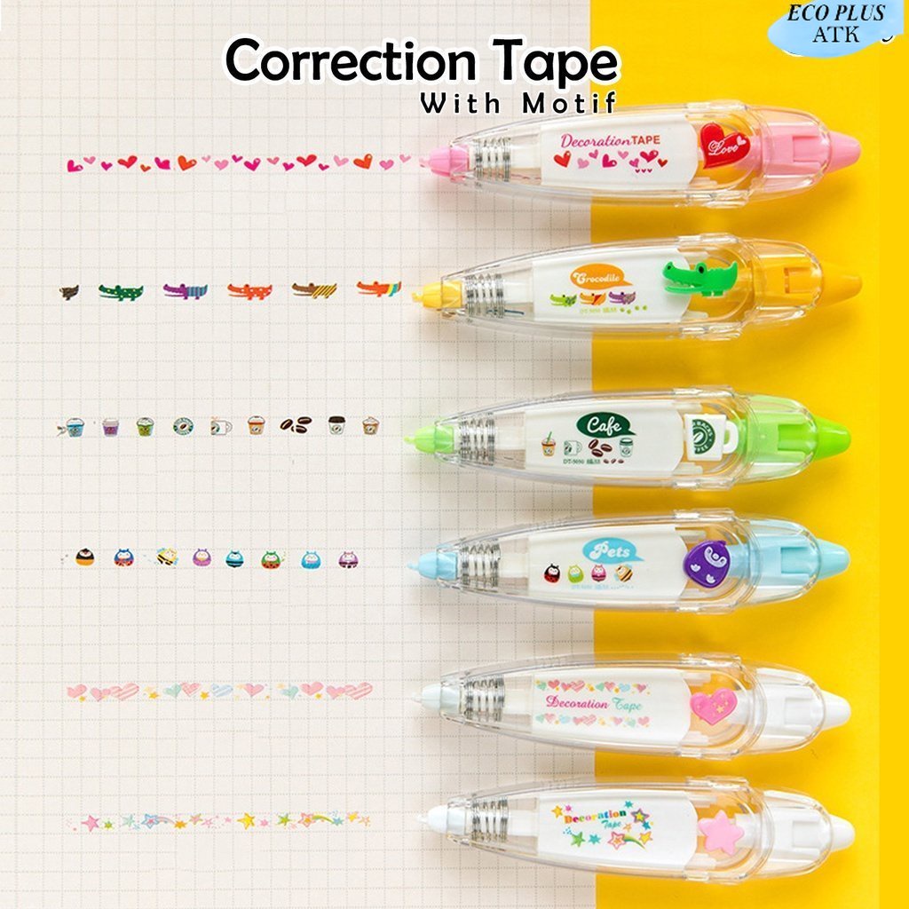 Correction Tape Aneka Bentuk Buah Heart Star Panda Coffee Sationery ATK