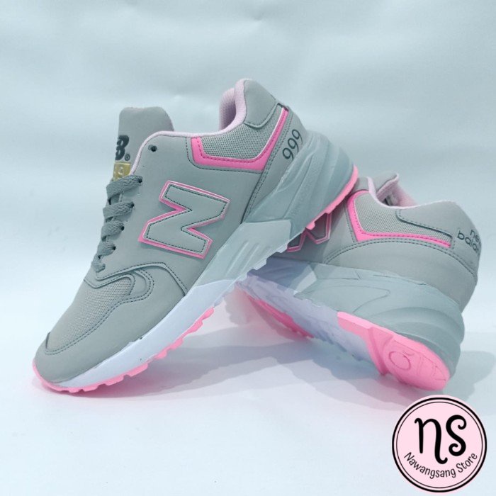 SEPATU OLAHRAGA NB 999 WANITA/SEPATU NB CEWEK TERBARU/SEPATU NB WANITA - ABU PINK, 37