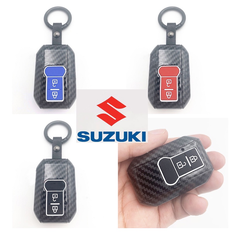 Rumah / Casing Kunci Remote Mobil Carbon Fiber Warna Hitam Untuk Suzuki XL7