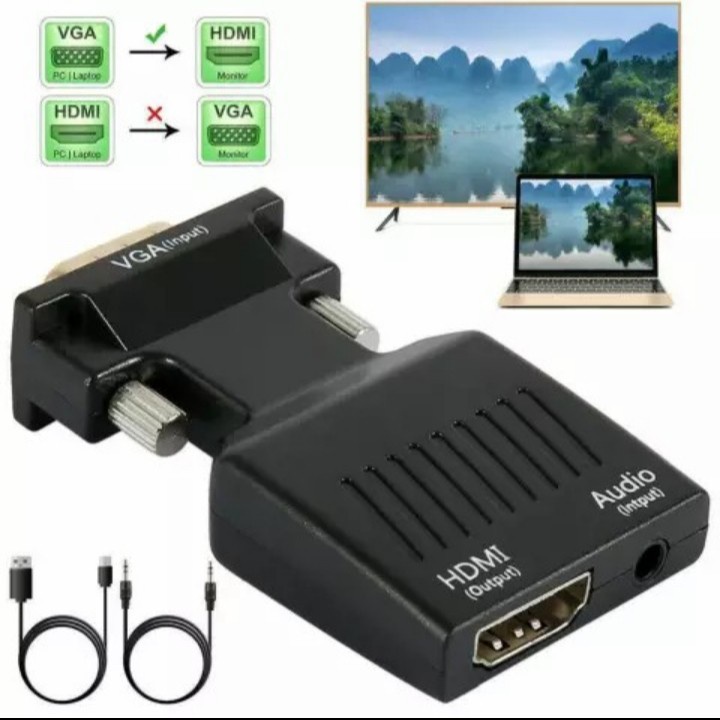 Converter VGa To HDMi BOX COKLAT/VGA TO HDMi AUDIO