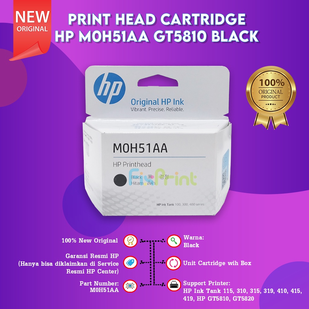 Print Head HP 115 315 415 GT 5810 GT 5820 GT52 GT51 Combo 3JB06AA Print Head Cartridge HP M0H51AA Black / M0H50AA Tri Colour 115 315 415 500 615