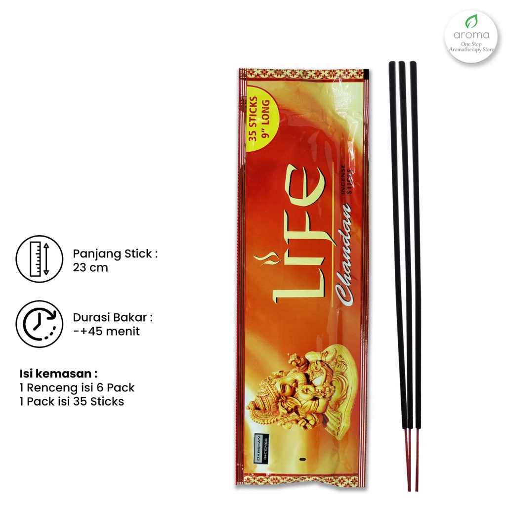 Dupa India Aromaterapi Pouch Plastic - Darshan Life Chandan 35 Sticks