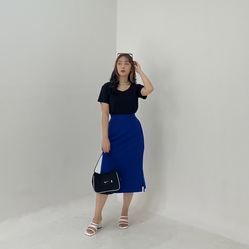 Alea Skirt (rok slit / rok midi / rok jumbo / rok panjang / rok bigsize / rok casual)