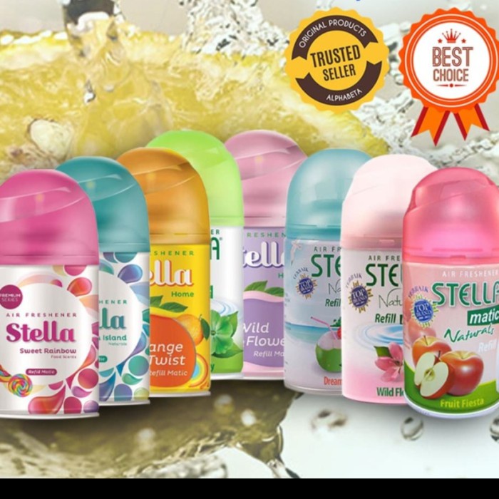 STELLA MATIC REFILL 225 ML - APPLE FIESTA / ORANGE TWIST / LEMON / WILD FLOWER / GREEN FANTASY / SPRING GARDEN