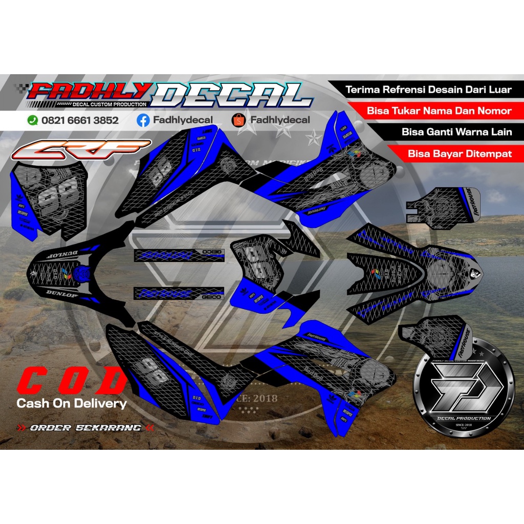 decal crf 150 l full body hitam Biru hitam grey keren sticker fullbody