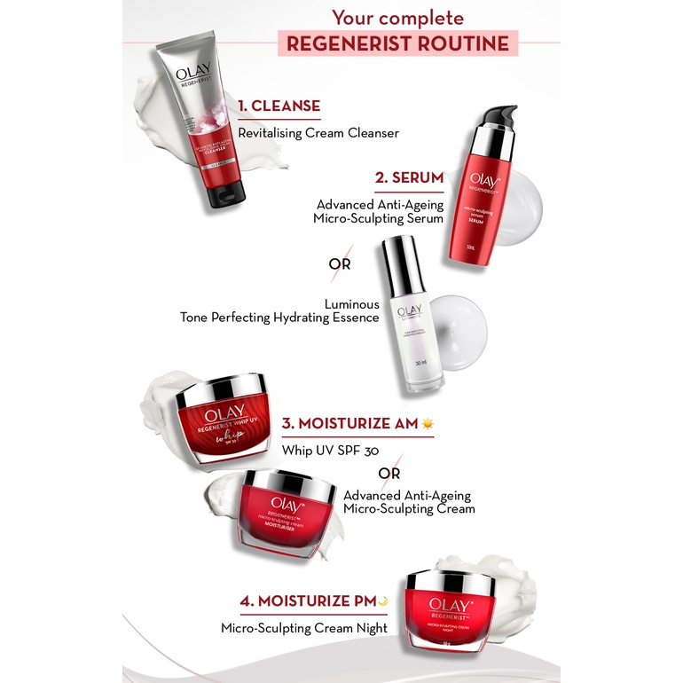 Olay Regenerist WHIP Day UV &amp; Night Cream Active Moisturizer Anti Aging Skincare 50g / 10gr - Krim Pelembab Regeneris DAy SPF 30 PA Night Cream / Krim Pagi Siang Malam