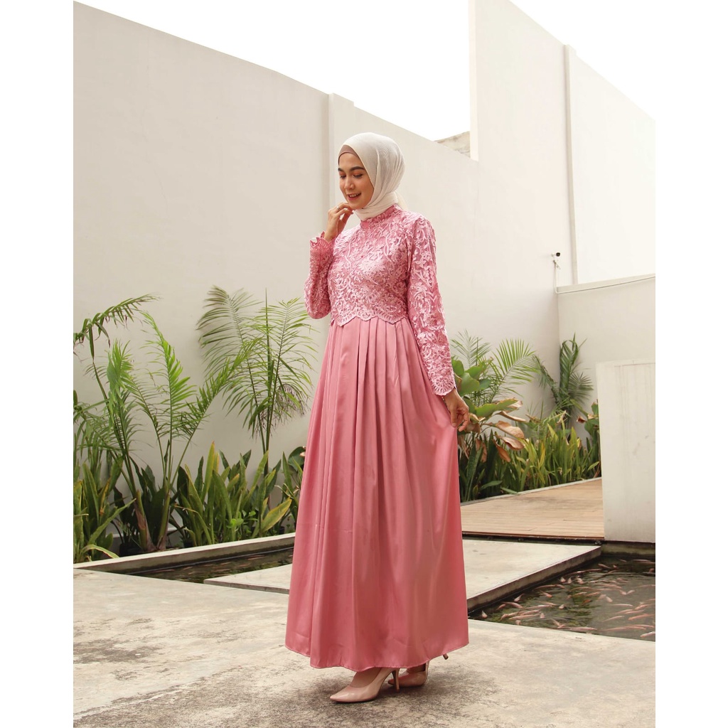RED LOVE 136 (TERMURAH) GAMIS MAXI RED LOVE / GAMIS PESTA / GAMIS MAXI KONDANGAN / GAMIS MAXI TILLE MUTIARA / GAMIS BRUKAT MUTIARA MUSLIMAH / MAXI DRESS TILLE MUTIARA / MAXI DRESS PESTA