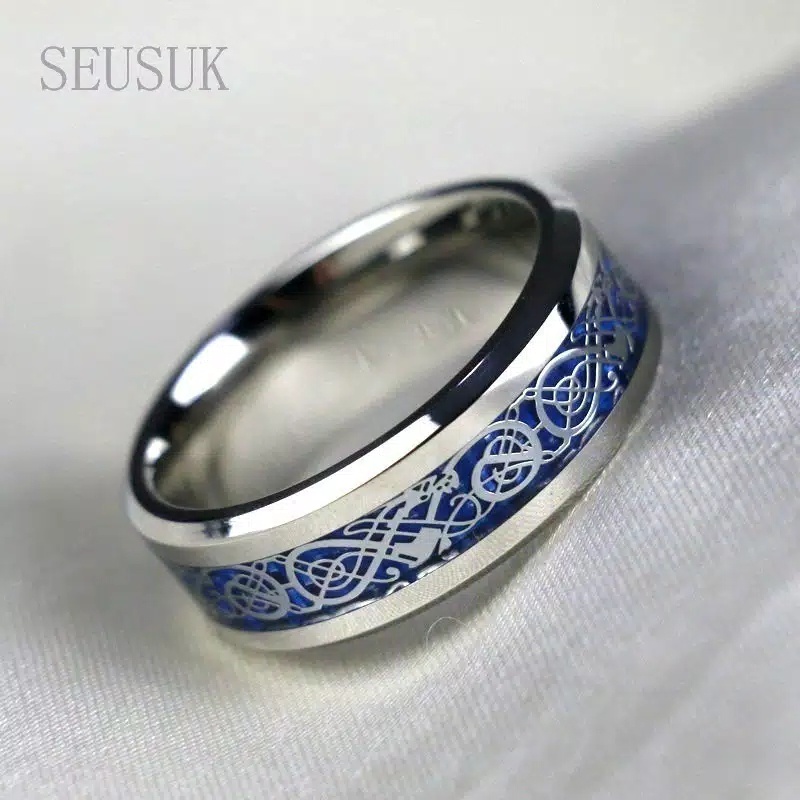 Cincin Titanium Pria Ukir Keren | Cincin Pria Elegan
