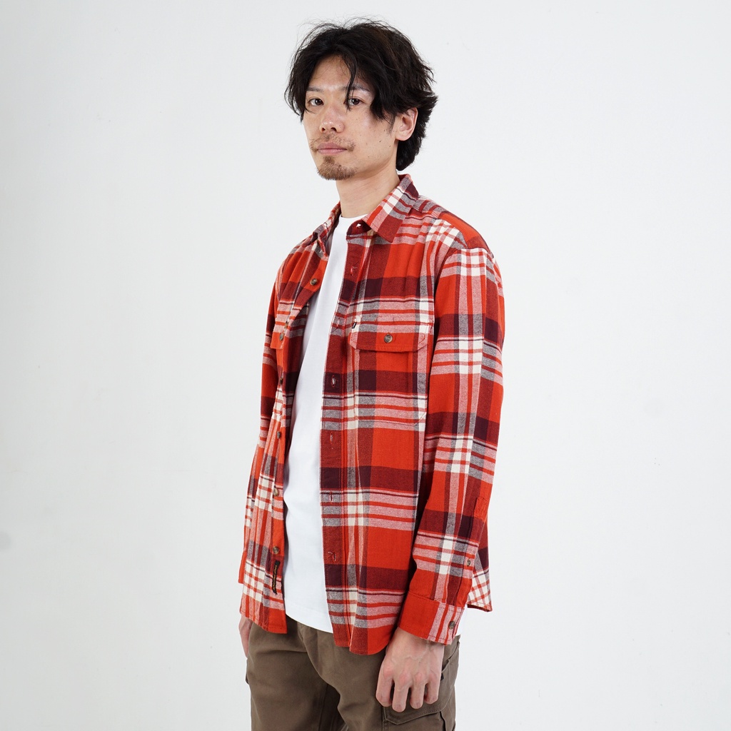 Kemeja Pria Original MGEE Lengan Panjang Flanel 006 Red Kotak Kotak