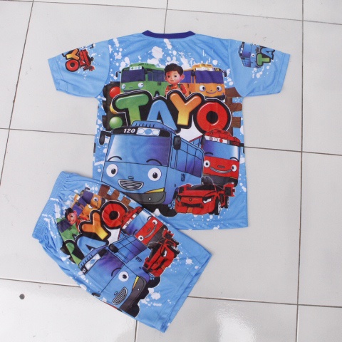 setelan kaos anak bustayo/kaos celana anak tayobus