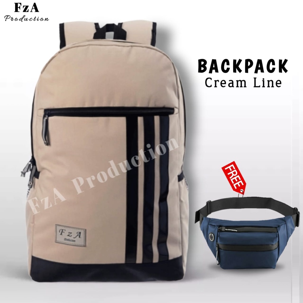 Tas Ransel  Punggung Distro Casual Pria Wanita / Tas Ransel Laptop Original FzA FREE Tas Waistbag Trendy