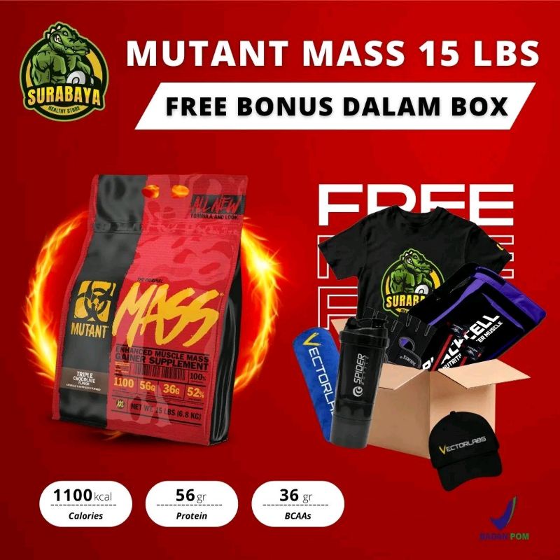 MUTANT MASS 15 LBS MUTANMASS GAINER 15LBS BPOM WEIGHT GAINMASS 15LB 15 LB