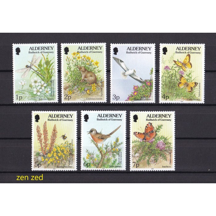 

0374 Perangko Alderney 1994 Flora Fauna 7v Mnh