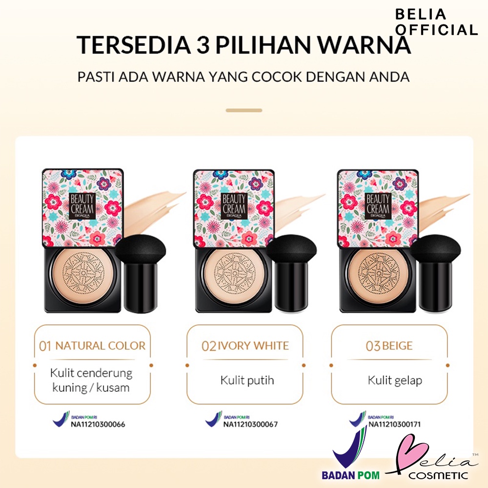 ❤ BELIA ❤ BIOAQUA Beauty Cream Cushion 20g | BB Cushion | Waterproof | Foundation | Make Up | Coverage | Long Lasting | BPOM