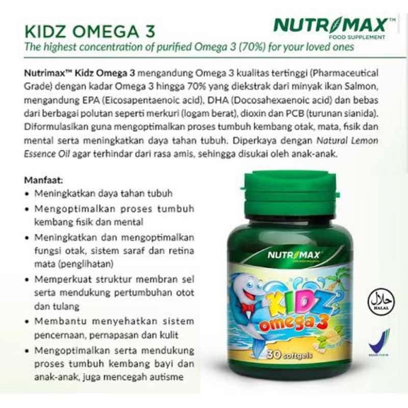 Nutrimax Kidz Omega 3 Isi 30 Vitamin Omega3 Minyak Ikan Salmon