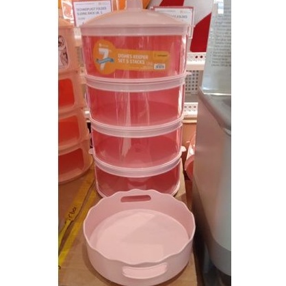 Technoplast Dishes Keeper 4 Susun Peach Tudung Saji Viral Susun Wadah Saji Susun Anti Lalat Cicak Ke
