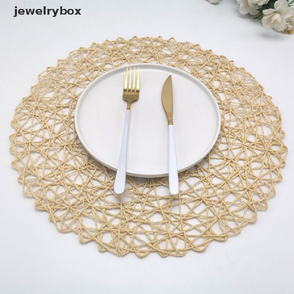(jewelrybox) Alas Piring Bentuk Bulat Bahan Woven Untuk Meja Makan