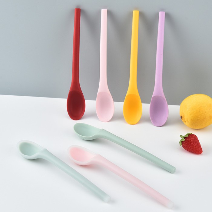 silicone slim spoon spatula 20cm / spoonela sendok makan silikon/ sendok makan anak