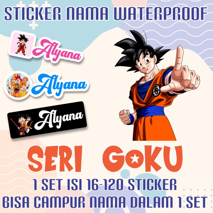 

[14-120 pcs] Sticker Nama Custom Goku Dragon BallZ