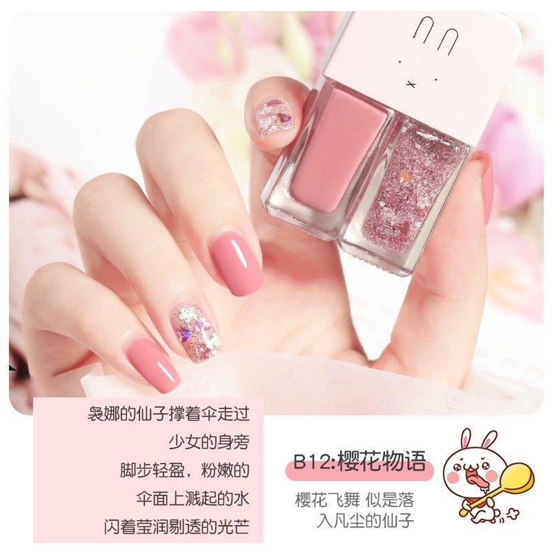 Medan Termurah Korean style + Long stay Kutek 2 in 1 tahan lama Kuteks nail polish Non peel off long stay 2 tone beautiful