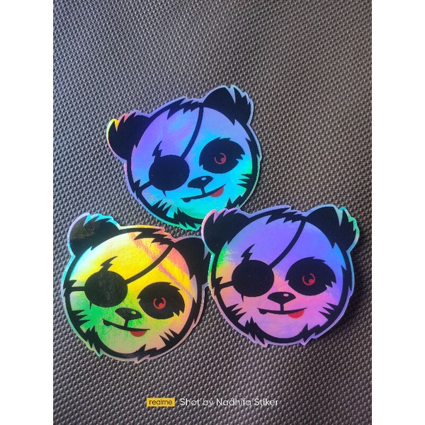 

stiker hologram panda hitam putih