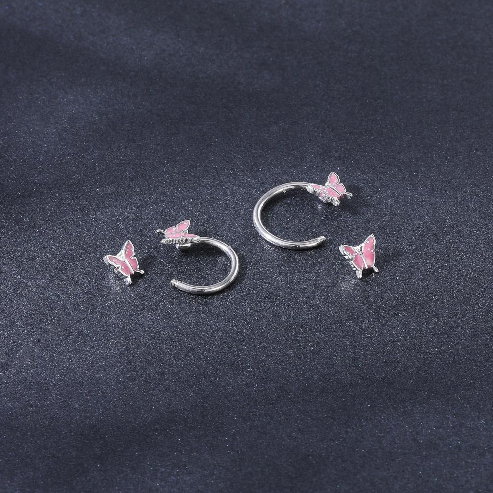 1pc Anting Tindik Hidung Desain Cakar Naga Butterfly Septum Cartilage Bahan Stainless Steel Gaya Punk