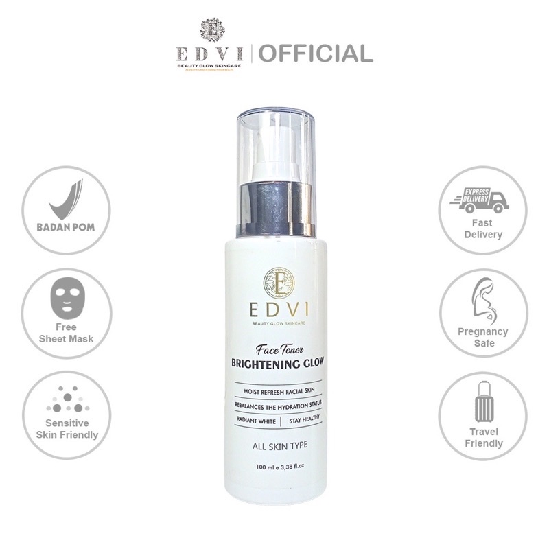 Toner Brightening Glow | Face Toner EDVI Beauty Glow | Skincare Viral | Skincare BPOM | Glowing | Pe