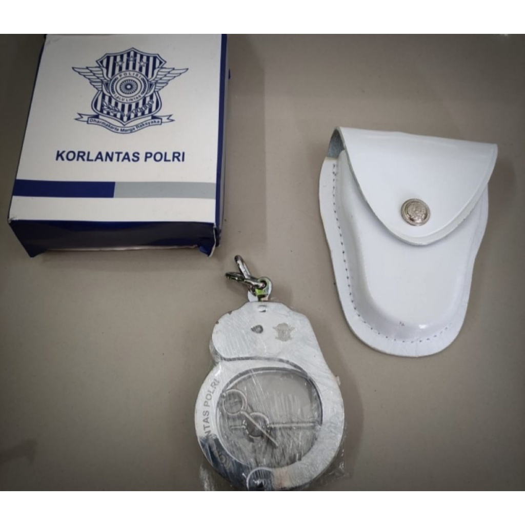 BORGOL JATAH KORLANTAS ORIGINAL POLRI POLISI dengan holster sarung kopel holder borgol Bisa untuk pe