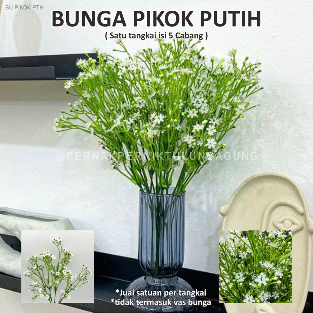Jual Bunga Pikok Putih - Artificial Flower Bunga Plastik Buatan