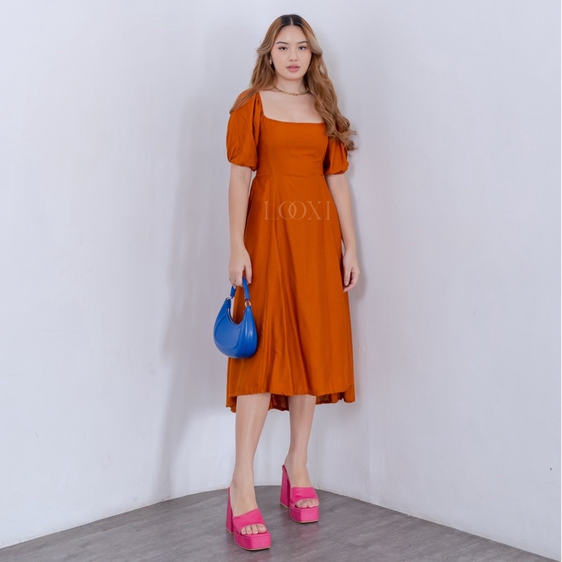 Enzy Midi Dress | Square Neck Dress