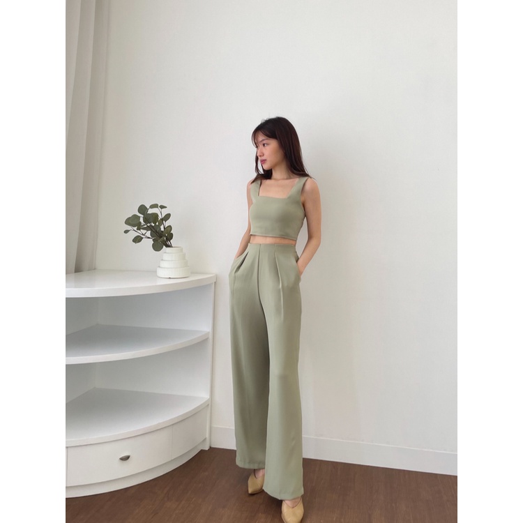 Kadaka T-0486 Crop Square Tanktop Wanita Woven Premium Smock
