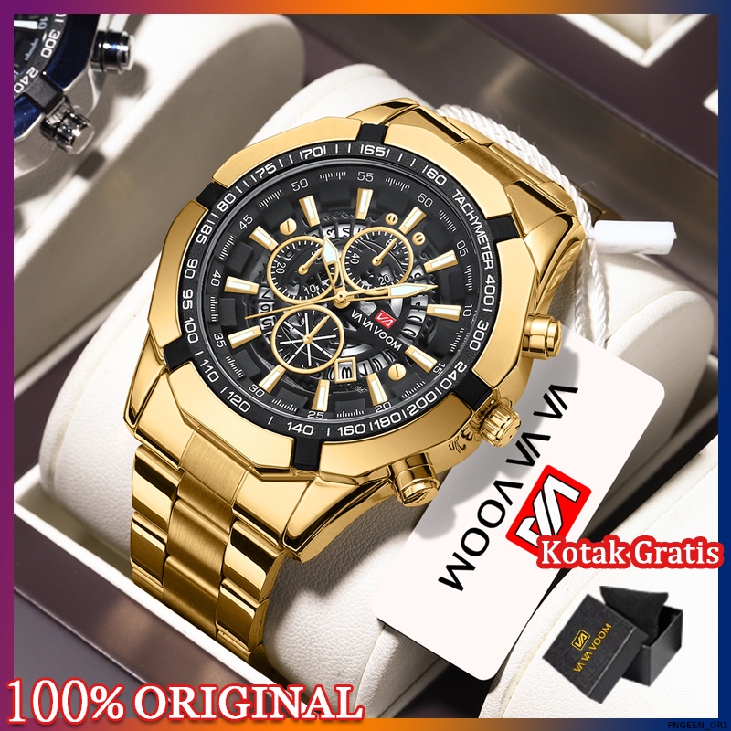 VAVA VOOM Jam Tangan Pria Kronograf Luxury Sport Quartz Business Waterproof Casual Watch 2383